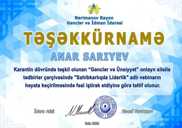 Anar Sarıyev təltif olunub Anar Sarıyev təltif olunub