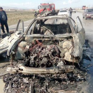 Azərbaycanlı idmançının avtomobili belə yandı - VİDEO - FOTOLAR