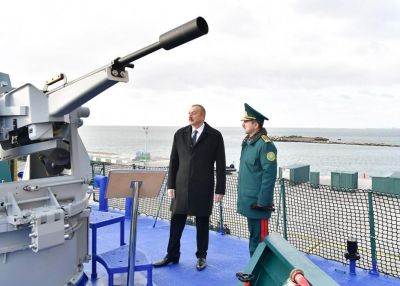 Prezident İlham Əliyev “Tufan” gəmisinin açılışında - FOTOLAR