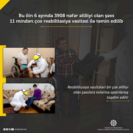 3908 nəfər əlilliyi olan şəxsi  reabilitasiya vasitəsi ilə təmin edilib