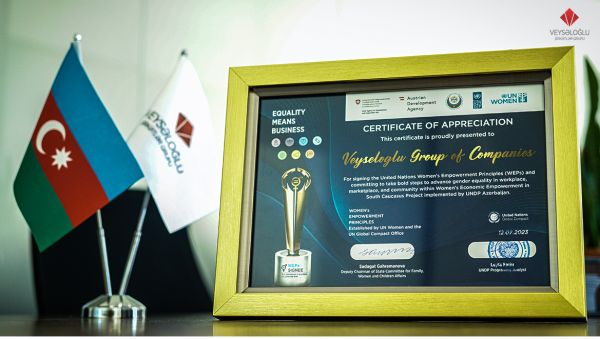 "Veyseloglu" was awarded the certificate of the UN Development Program  for supporting gender equality