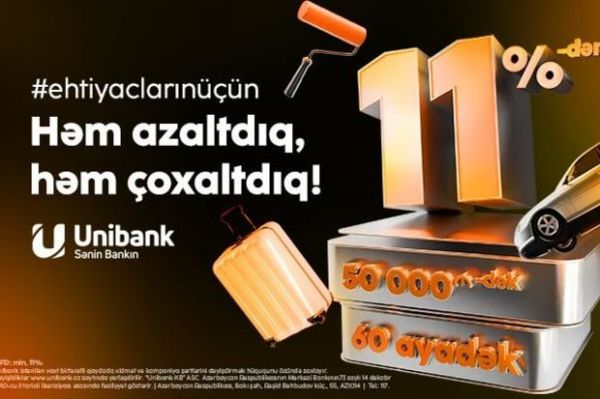 “Unibank” kredit faizini aşağı saldı, kredit məbləğini və müddəti artırdı!