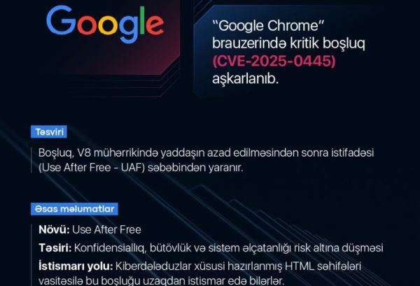 “Google Chrome” brauzerində kritik boşluq aşkarlanıb