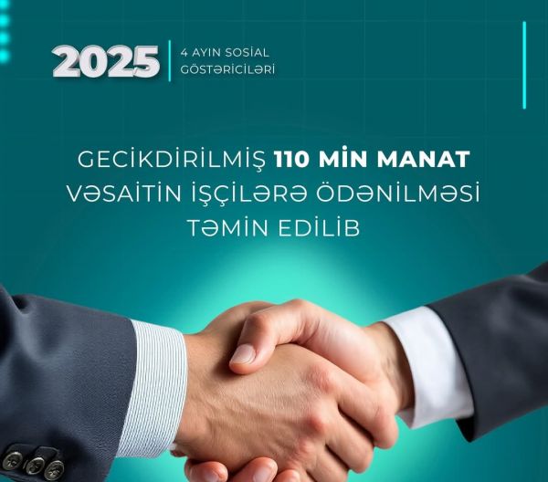 Son dörd ayda gecikdirilmiş 110 min manata yaxın vəsait işçilərə ödənilib