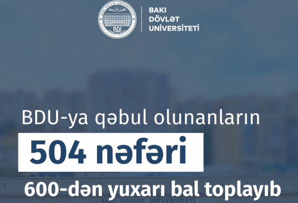 BDU-ya qəbul olunanların 504 nəfəri 600-dən yuxarı bal toplayıb