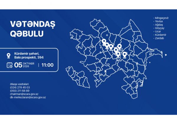 Dövlət Komitəsinin sədri Kürdəmirdə vətəndaşların müraciətlərini dinləyəcək