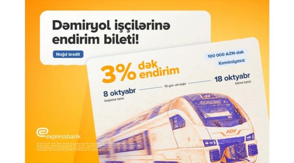 Dəmiryol işçilərinə min. 0% komissiya ilə - 100 000 AZN-dək kredit